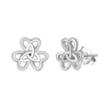 Elegant S925 sterling silver clover earrings featuring a classic Celtic knot design - Silver Clover Celtic Knot (APE131-P)