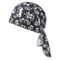 Close-up of the fine stitching and white skull print on the black breathable cycling bandana - Black with White Skull Style (1#)