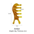 Amber wide-tooth resin scalp massage comb for meridian therapy, sized 11x5 cm - Amber Fishtail Comb / Amber