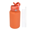 Matte orange 650ml sports bottle with straw lid, carrying handle and cleaning brush kit - 650ml / Cinnabar Orange