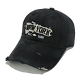 Détail de casquette vintage noire avec broderie New York et bordure effet usé et vieilli - M (56-58cm) / Noir
