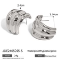 Minimalistische silberne C-förmige Edelstahlstecker mit glänzender Oberfläche - Silber