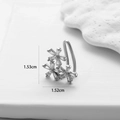 Detail showing dimensions of silver flower ear cuff with zircons and small pearls - Three-Flower Pearl Tassel Style / 1# Silver