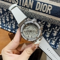 Luxuriöse Dinimi Quarzuhr für Damen mit glitzernden Strasssteinen und Silikonarmband - Weiß