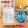 Silicone mold set for mother and child candles with finished blue statue sample - Mother and Child F (GJ-026-5)
