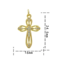 Gold hollow cross pendant with white gemstones and 24.5mm height for DIY necklaces - Gold White Zirconia-Cross 0499