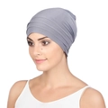 Fashionable grey pleated turban hat for women, soft headwear for hair care and style - Gray