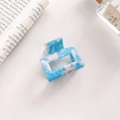 Elegant square acetate hair claw clip with a blue and pink marble textured finish - Sapphire Blue