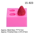 Pink silicone strawberry mold for baking and crafts, size 7x7x3.7cm for 3D strawberry shapes - 2# Large Size / Pink