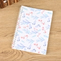 Floral spiral notebook with light blue leaves and pink flowers on a wooden desk - A5 / Light Blue Floral Style (13)
