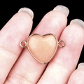 Golden heart-shaped connector with peach stone inlay for DIY jewelry making - Pink Aventurine Double Hole (Gold)