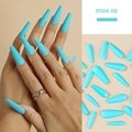 Long sky blue matte press-on nails in professional T-shape design for women - Long Coffin / Matte Sky Blue