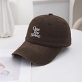 Classic dark coffee cotton baseball cap with white One Day Sober embroidery - Coffee