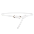 Cintura sottile bianca in pelle PU con fibbia ovale dorata per un look femminile minimalista - Bianco
