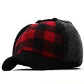 Cappello da aviatore a scacchi invernale con paraorecchie e calda fodera in pile - Taglia L (58-61CM) / Stile a Quadri Rossi e Neri (01)
