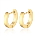 Minimalist 9mm stainless steel hoop earrings in polished 18K gold finish with reflections - No Zircon Simple Style / Gold