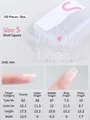 Size chart for thin seamless press-on nails in size S short square shape with measurements - Short Square (Size S)