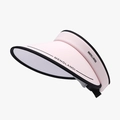 Foldable pale pink ice silk sun visor for women with black trim and MENGLANDI text - Adjustable / Pink