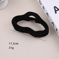 Detail view of large black flocked hair claw clip showing 11.5cm length and velvet texture - 11.5cm Flocked Cloud Claw Clip Black
