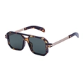 Retro square polarized sunglasses with amber tortoise frame and gold metal temples - Polarized Tortoise Frame Gray Lens