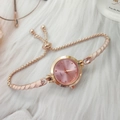 Elegant rose gold women's watch with pink dial and adjustable diamond-set chain bracelet - Pink