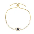 Golden Evil Eye bracelet with blue zircon center and adjustable box chain for women - Style B-Single Eye Box Chain