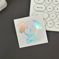 Autocollant holographique avec chien de dessin animé et texte Smile pour gobelets - Argent Arc-en-ciel (Chiot)