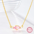 Collana in argento sterling S925 placcata oro con ciondolo in zirconi rosa e bianchi marquise - Argento 925 / Oro Rosa