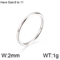 2mm ultra-thin silver minimalist stackable stainless steel ring in sizes 6 to 11 - Silver