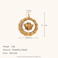 18K gold plated stainless steel round pendant featuring a detailed bee motif design - Bee Shell Pendant - Gold