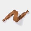 Litchi pattern brown leather shoulder strap with gold hardware and white contrast stitching - Brown Strap Gold Buckle