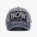 Light gray baseball cap with navy denim brim featuring NOW letter embroidery - Adjustable / Smoke