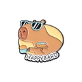 Cartoon capybara badge featuring blue sunglasses and donut with glossy enamel finish - Sunglasses And Donut Capybara (QHXZ907)