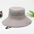 Outdoor sun hat in light purple grey with breathable mesh and windproof chin strap - Medium Grey