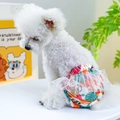 Cute pet sanitary panties with tropical leaf print and white layered lace skirt for small dogs - Summer Soda