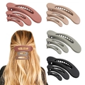 Matte finish duckbill hair clips set in terracotta, beige, grey and black colors - Set 8