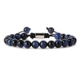 Men's blue tiger eye volcanic stone beaded bracelet with adjustable woven cord - 8MM Blue Tiger Eye