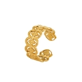 French vintage style 18K gold plated hollow floral three-layer adjustable open ring - Geometric Rhombus (RG-06-6)
