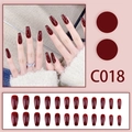 Glossy burgundy long coffin press-on nails set including 24 pieces in model C018 - Dark Wine Red Long Coffin (C018) / 24 Pcs/Set