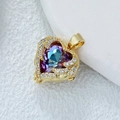Collier cœur doré avec pierres multicolores dégradées et détails en zircone cubique - Cœur Éclatant
