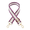 Adjustable woven strap featuring purple contrast stripes and gold swivel metal hooks - Purple