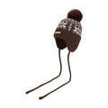 Dark brown Nordic knit hat with pom-pom and blue snowflake patterns on white background - Coffee
