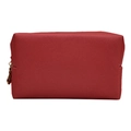 Beauty case rosso in pelle Saffiano con cerniera dorata e design quadrato impermeabile - Piccolo / Rosso