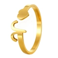 Adjustable golden stainless steel ring featuring a solid heart and artistic geometric curve - Adjustable Open / Aries / Gold