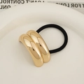 Minimalist golden double arc metal hair tie with high-elastic black rubber band - Double Layer Arc KC Gold