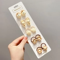 Set of 10 brown bear and floral hair ties for children on a Princess brand display card - Coffee Color Flower 10Pcs Set