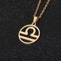 Gold-plated stainless steel Libra zodiac necklace with circular openwork pendant - Libra / Gold