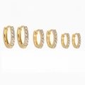 Three sizes of gold plated hoop earrings with pavé set clear cubic zirconia crystals - Gold (3 Pairs Set)