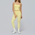 Ensemble de yoga jaune citron ajusté avec leggings taille haute et brassière sport licou - S / Haut et Bas (Débardeur + Pantalon Long) / Jaune Oie