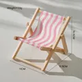 Pink and white striped mini wooden deck chair phone holder for desktop decoration - Pink Stripe